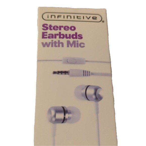 NIP Infinitive Stereo Earbuds With In-Line Microphone 3.5mm Aux Jack NEW - Picture 2 of 7